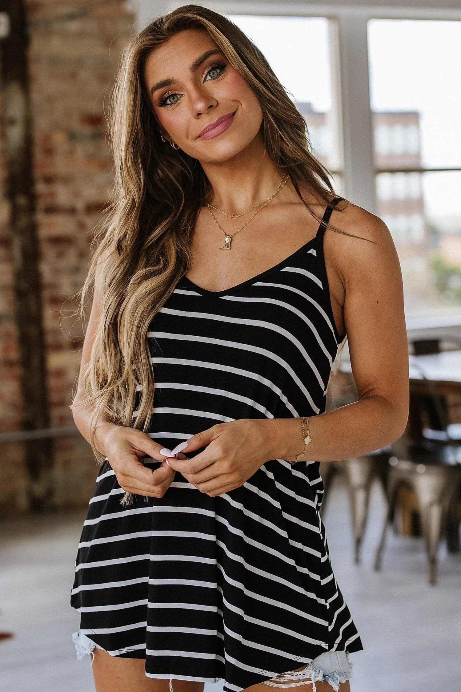 Averi Reversible Striped Swing Tank