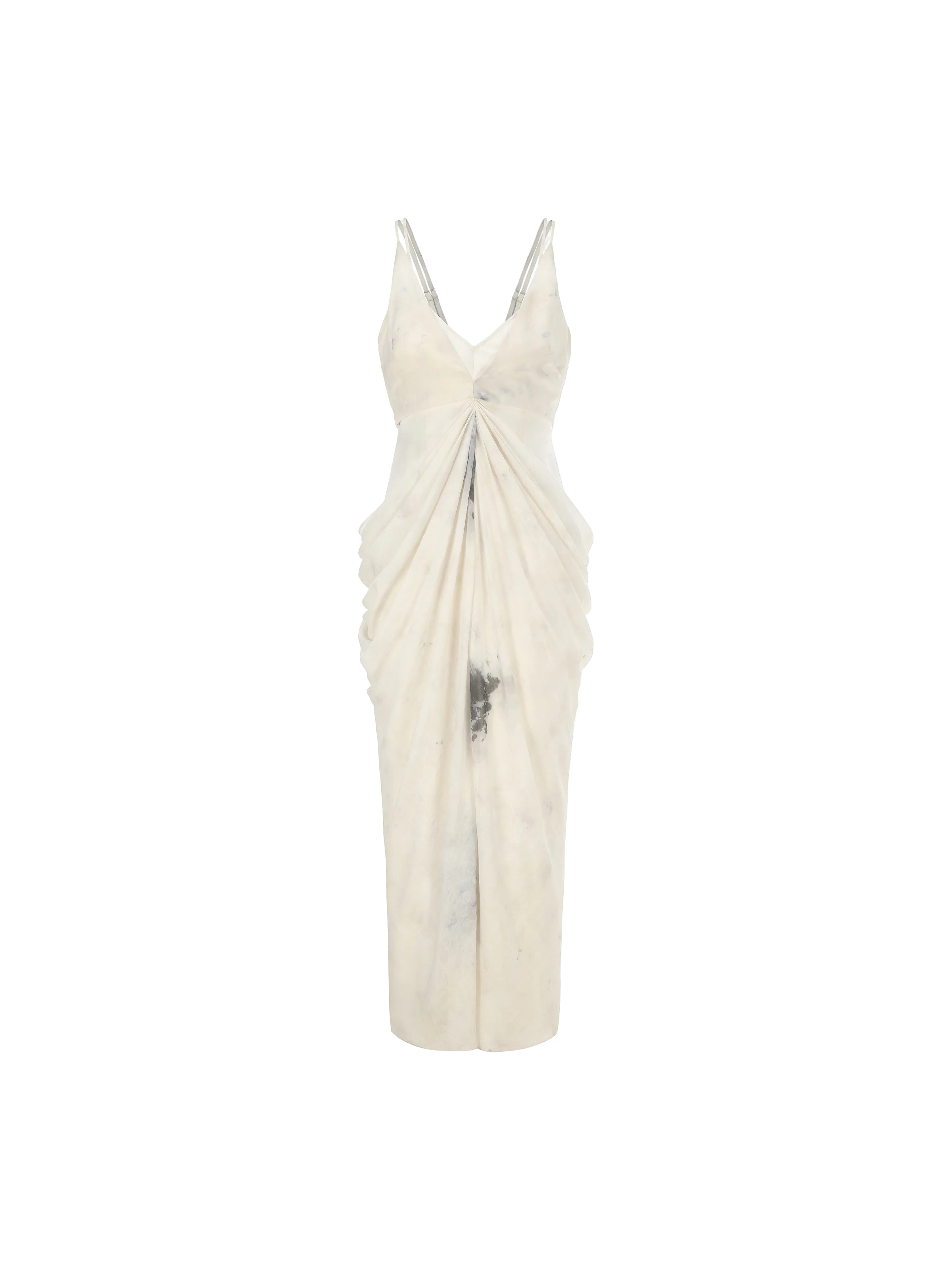 Beige Double Layered Pleated Dress