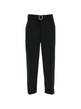 Belted Gabardine Wool Pants