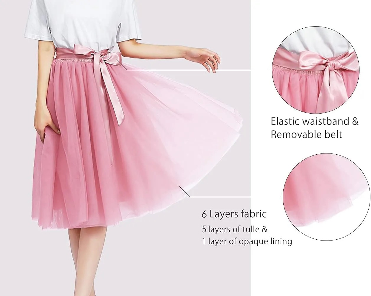 Bridesmay Women's Tulle Skirt Knee Length 6-Layered Wedding Party Homecoming Prom Dress