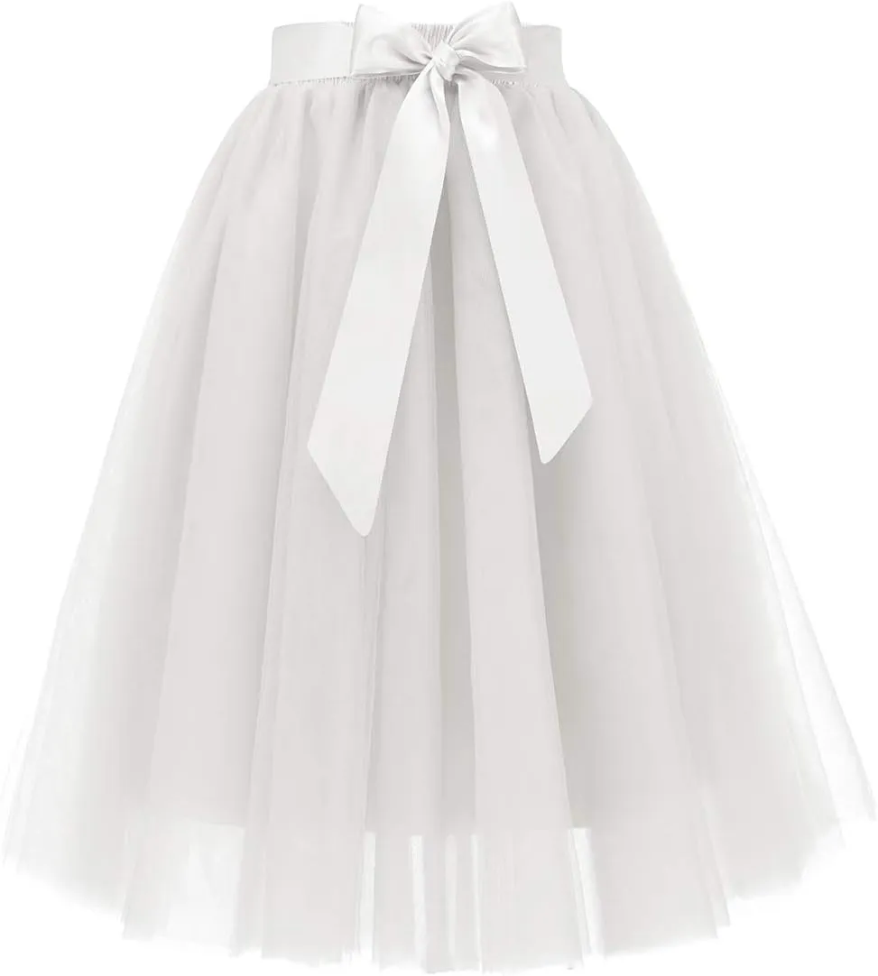 Bridesmay Women's Tulle Skirt Knee Length 6-Layered Wedding Party Homecoming Prom Dress