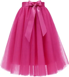 Bridesmay Women's Tulle Skirt Knee Length 6-Layered Wedding Party Homecoming Prom Dress