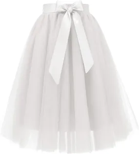 Bridesmay Women's Tulle Skirt Knee Length 6-Layered Wedding Party Homecoming Prom Dress