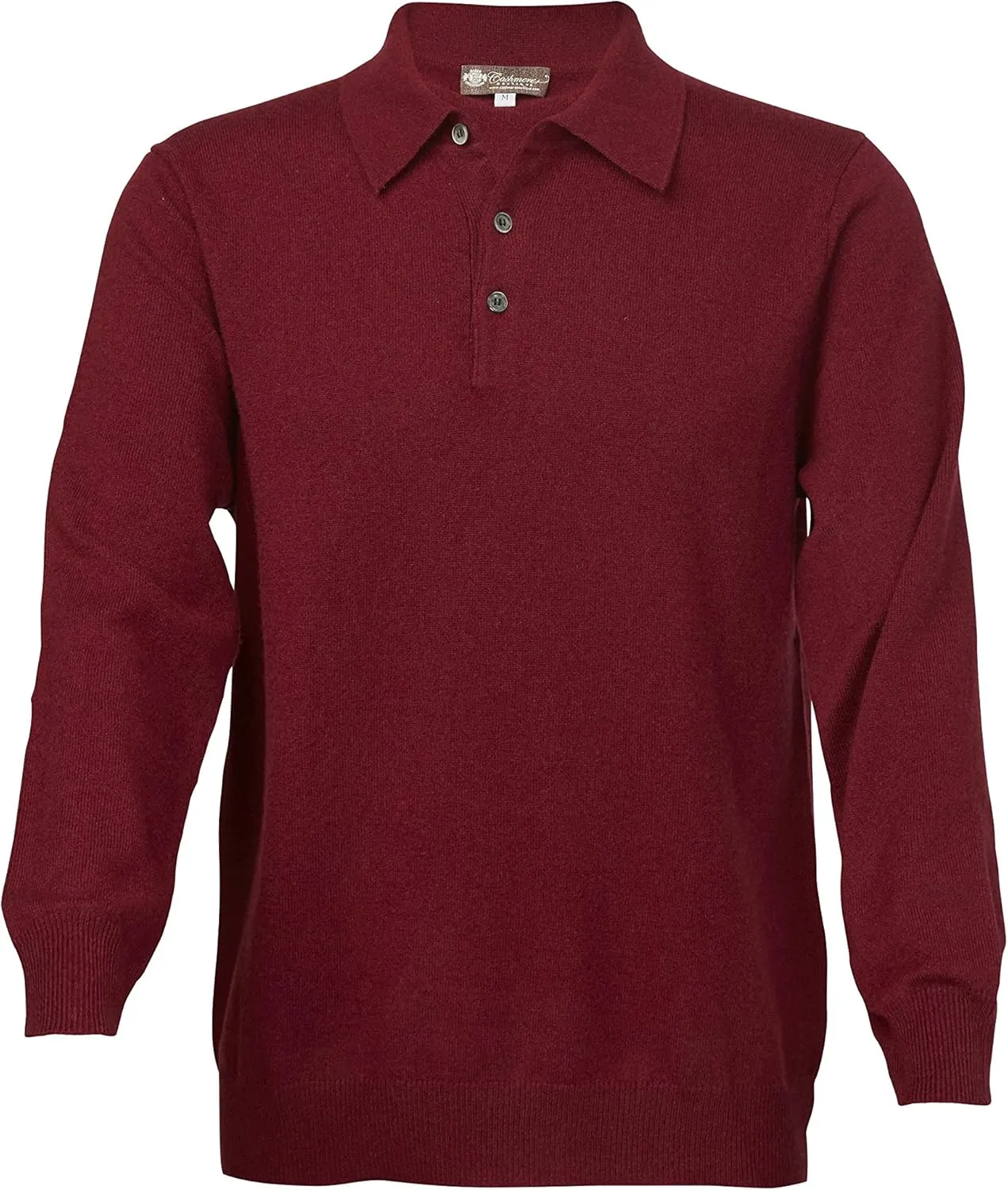 Cashmere Boutique 100% Pure Cashmere Polo Pullover Sweater for Men – Polo Neck, Long Sleeve, Lightweight, Soft & Warm Sweater