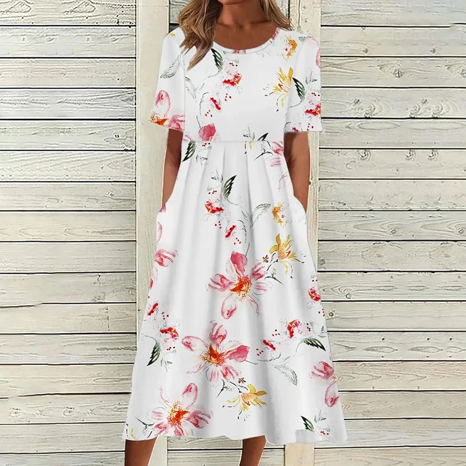 Ceboyel Maxi Dresses for Women 2023 Short Sleeve Casual Tshirt Dresses Floral Print Long Dress Trendy Summer Boho Clothing