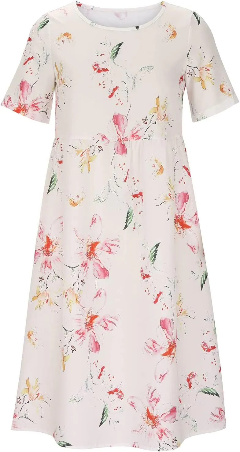 Ceboyel Maxi Dresses for Women 2023 Short Sleeve Casual Tshirt Dresses Floral Print Long Dress Trendy Summer Boho Clothing