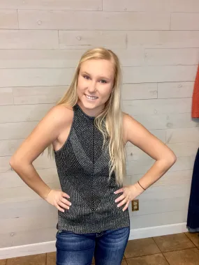 Chevron Striped Metallic Tank