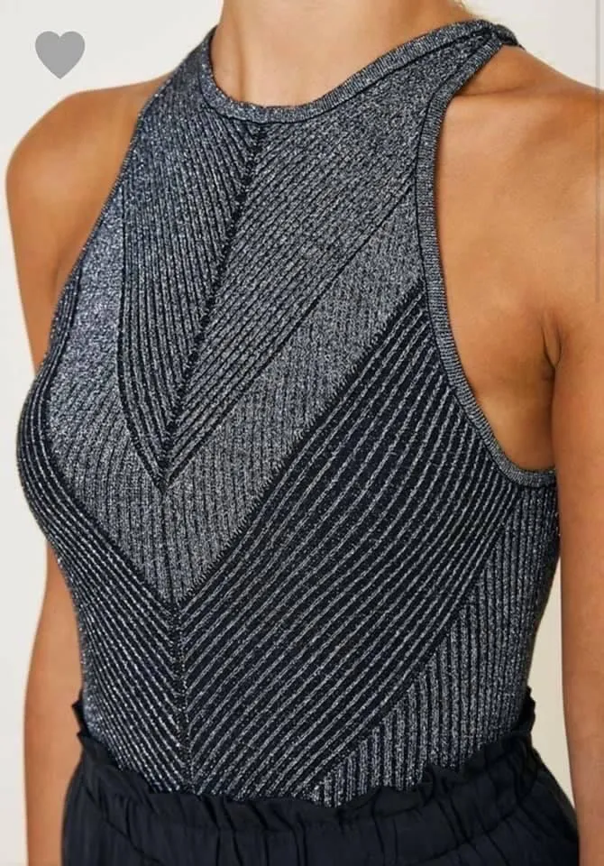 Chevron Striped Metallic Tank