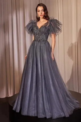 CINDERELLA DIVINE CM359 Embellished Tulle A-Line Dress