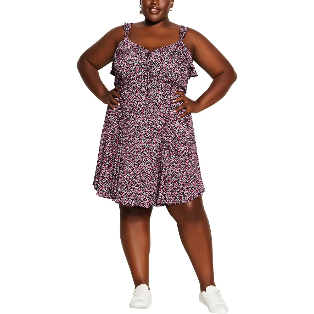 City Chic Womens Plus Floral Print  Sundress