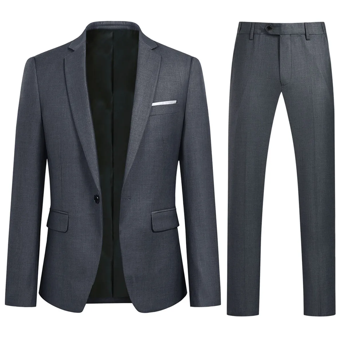 Dark Grey 2-Piece Slim Fit Minimalist Design Suit