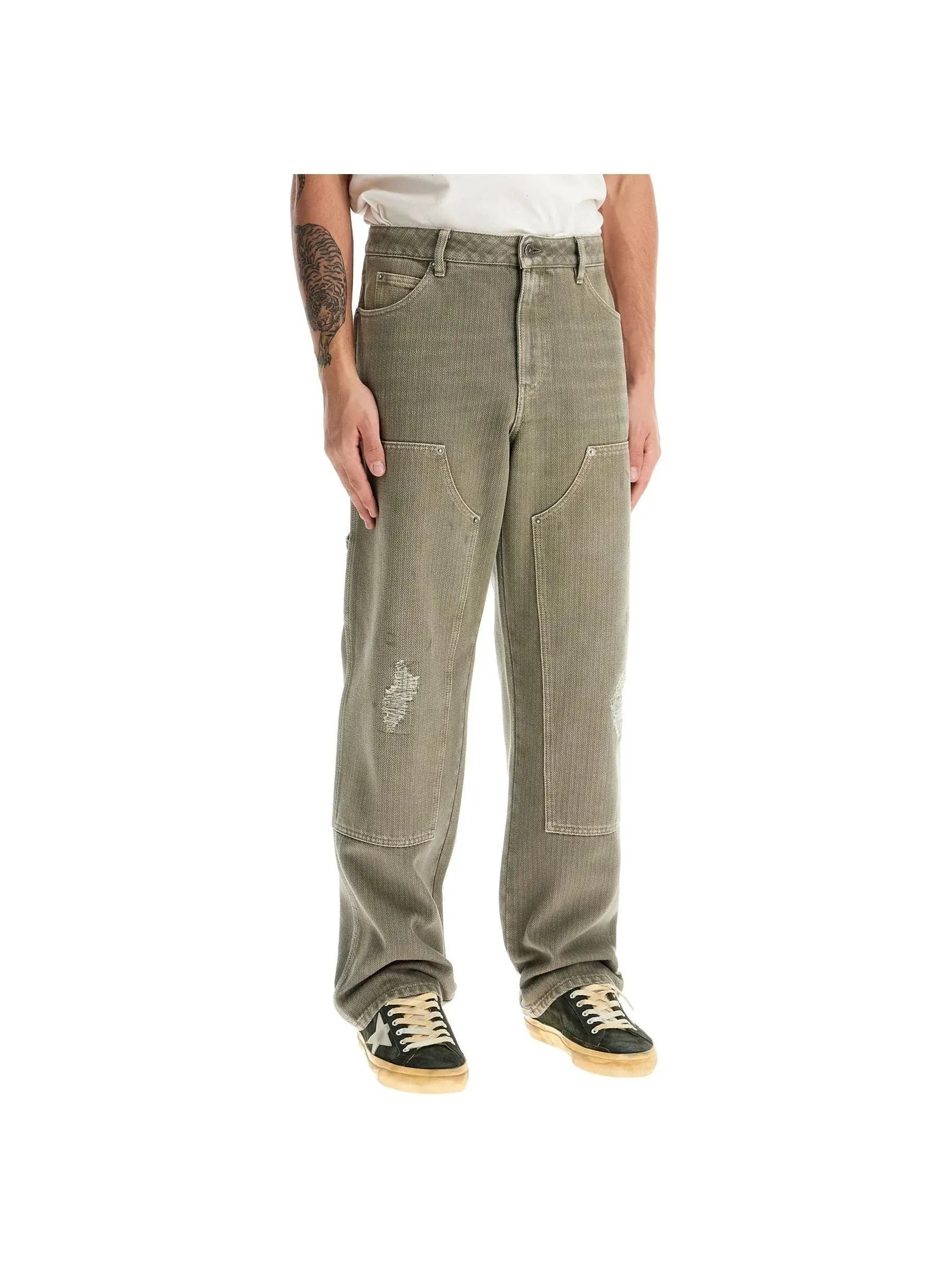 Distressed Striped Trousers
