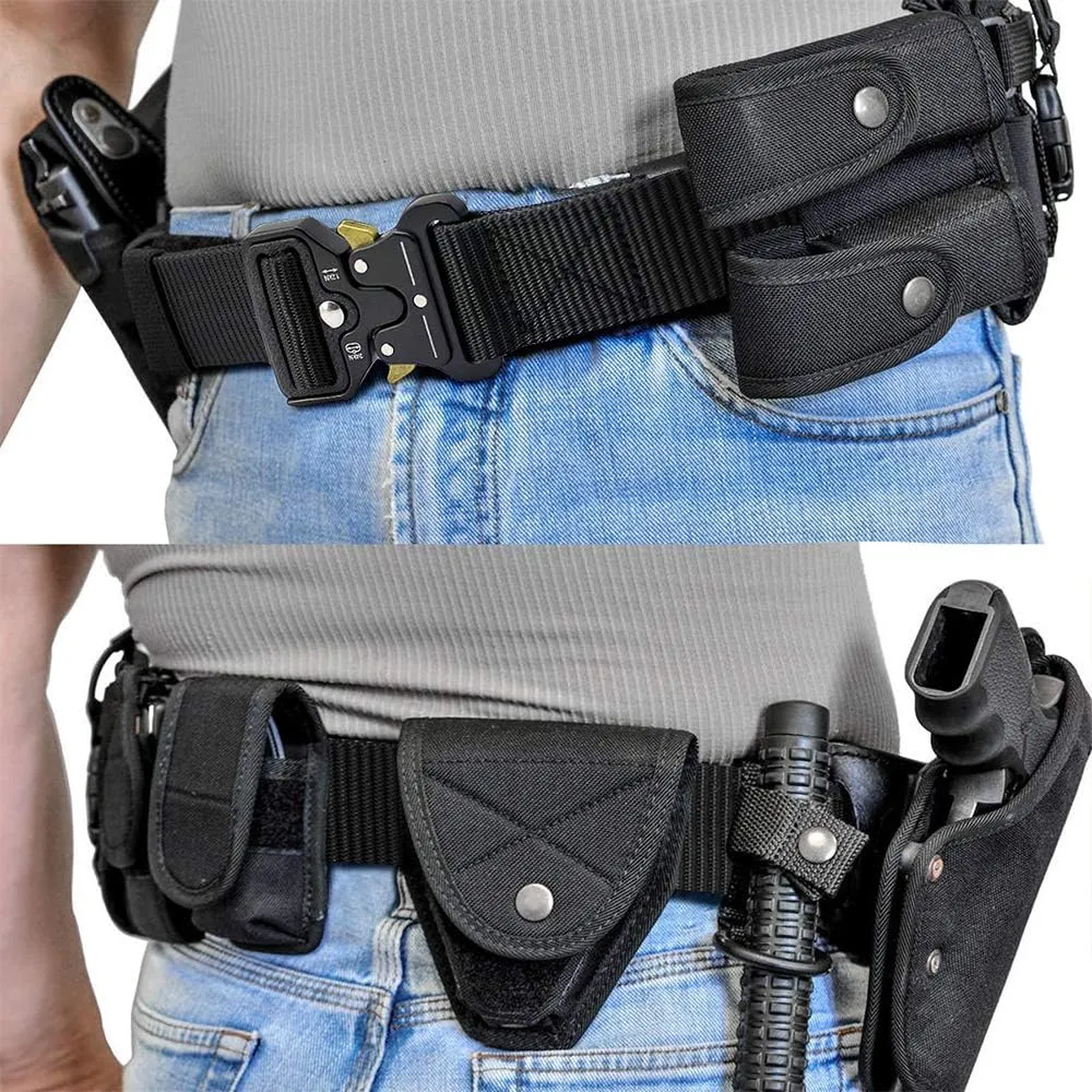 DOOPAI Tactical Belt for Men, Black Military Nylon Web with Quick Release Heavy Duty Buckle, Ideal for Work