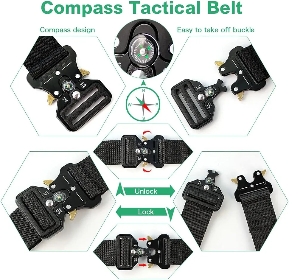 DOOPAI Tactical Belt for Men, Black Military Nylon Web with Quick Release Heavy Duty Buckle, Ideal for Work