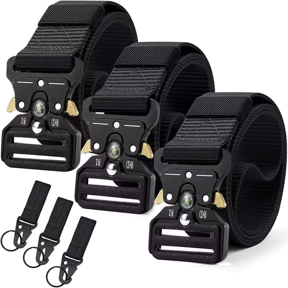 DOOPAI Tactical Belt for Men, Black Military Nylon Web with Quick Release Heavy Duty Buckle, Ideal for Work