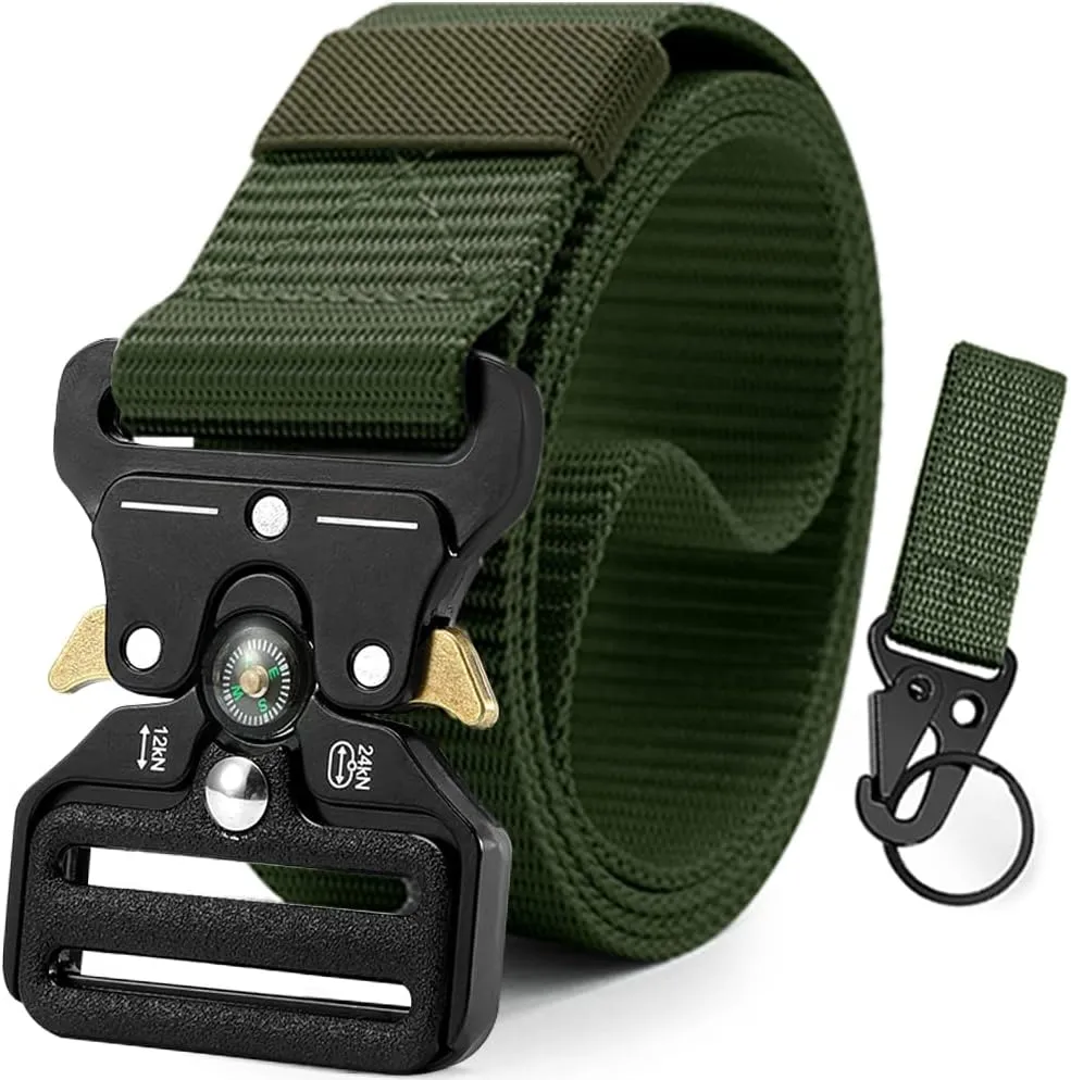 DOOPAI Tactical Belt for Men, Black Military Nylon Web with Quick Release Heavy Duty Buckle, Ideal for Work