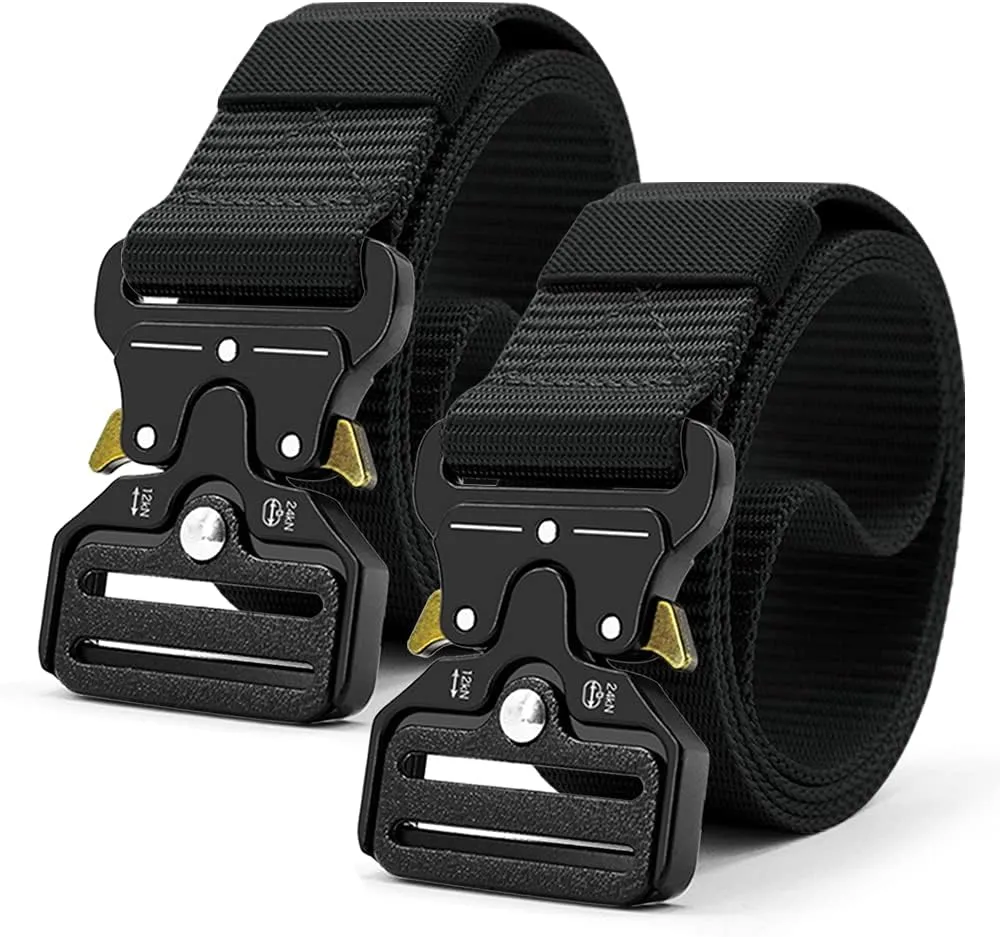 DOOPAI Tactical Belt for Men, Black Military Nylon Web with Quick Release Heavy Duty Buckle, Ideal for Work