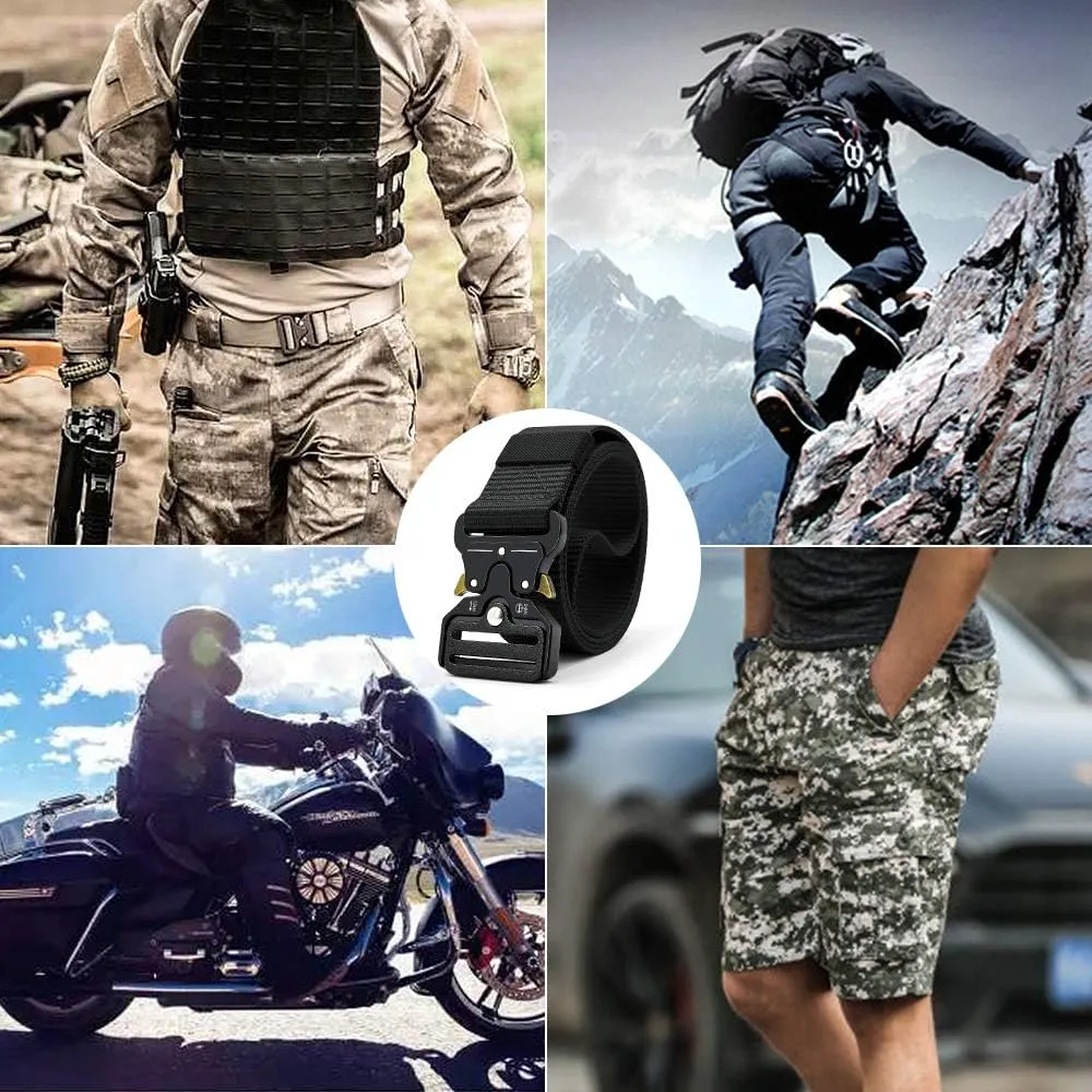 DOOPAI Tactical Belt for Men, Black Military Nylon Web with Quick Release Heavy Duty Buckle, Ideal for Work
