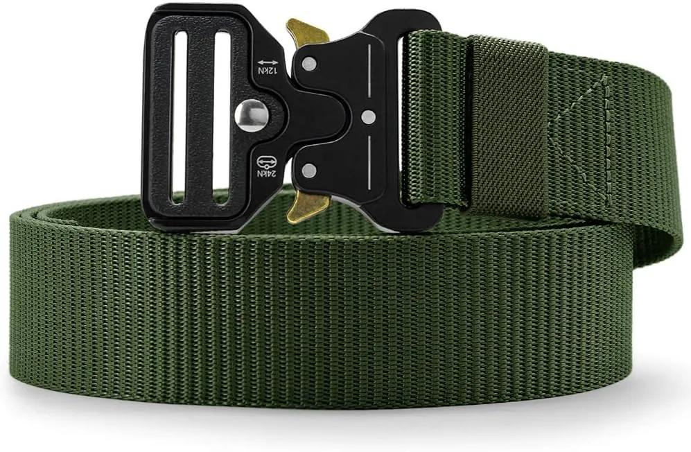 DOOPAI Tactical Belt for Men, Black Military Nylon Web with Quick Release Heavy Duty Buckle, Ideal for Work