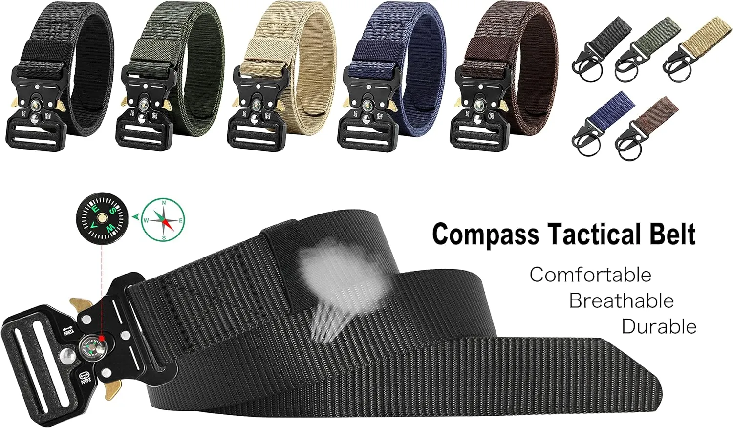 DOOPAI Tactical Belt for Men, Black Military Nylon Web with Quick Release Heavy Duty Buckle, Ideal for Work