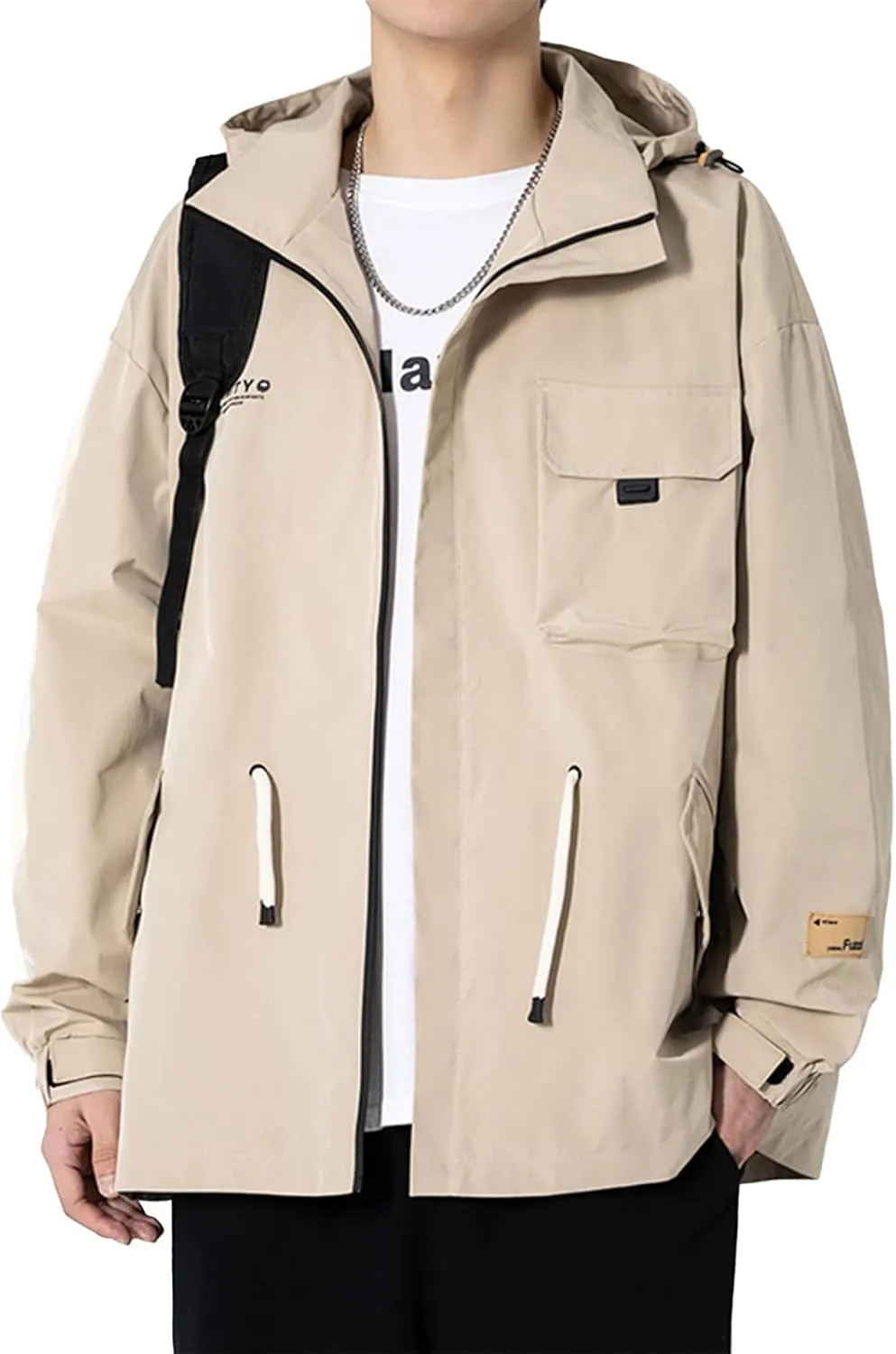 FoxQ Mens Jacket Casual Lightweight Hooded Windbreaker softshell Easy-Care Zip-Up Versatile Outdoor Comfort Activities Coat