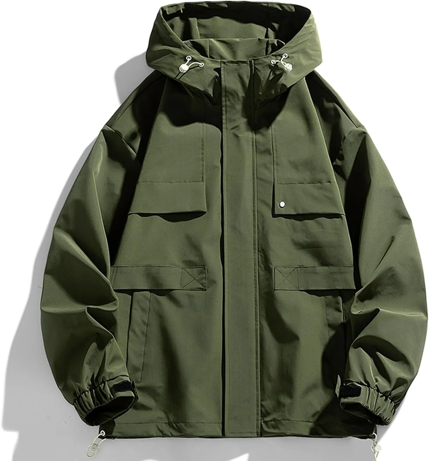 FoxQ Mens Jacket Casual Lightweight Hooded Windbreaker softshell Easy-Care Zip-Up Versatile Outdoor Comfort Activities Coat