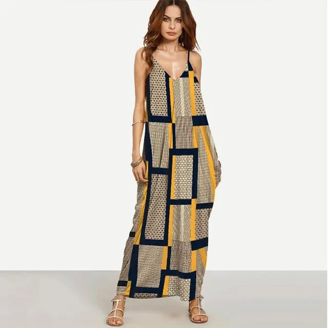 Geometric Art Boho Chic Long Sundress