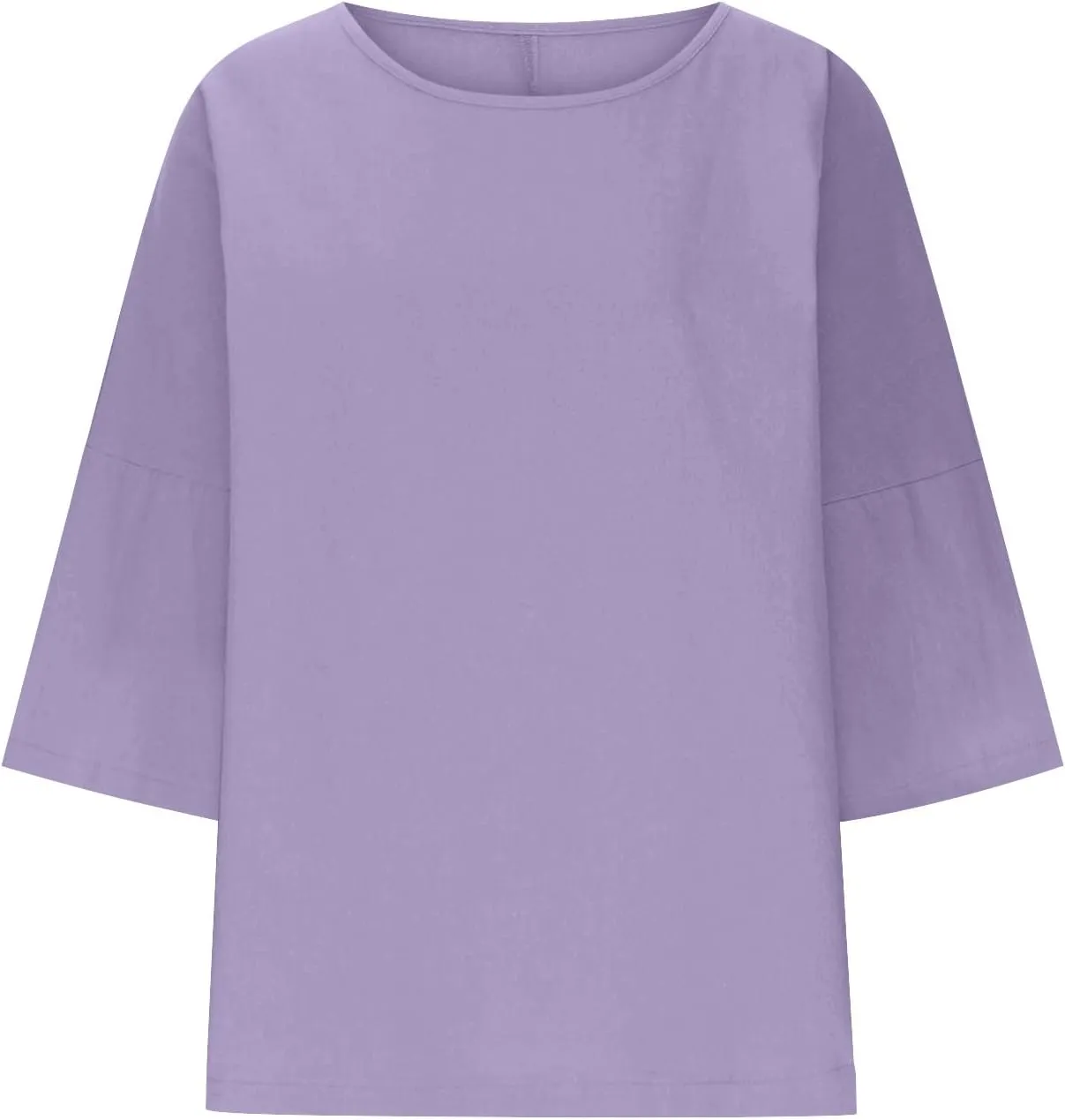 HGps8w Minimalist Linen Shirts for Women 2025 Summer Tops Solid Color Casual 3/4 Sleeve Tees Loose Crew Neck Tunic Blouse