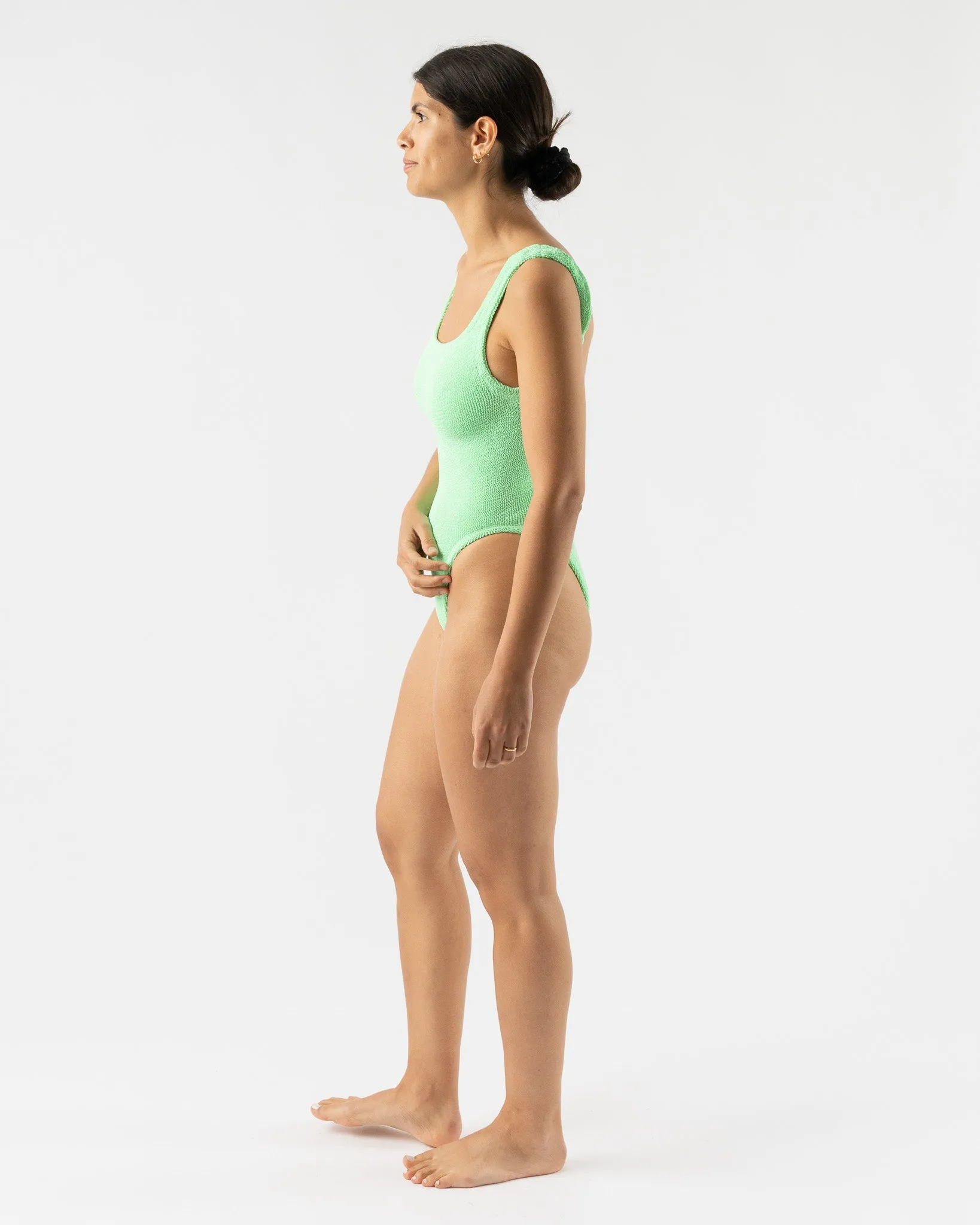 Hunza Square Neck Swim in Lime