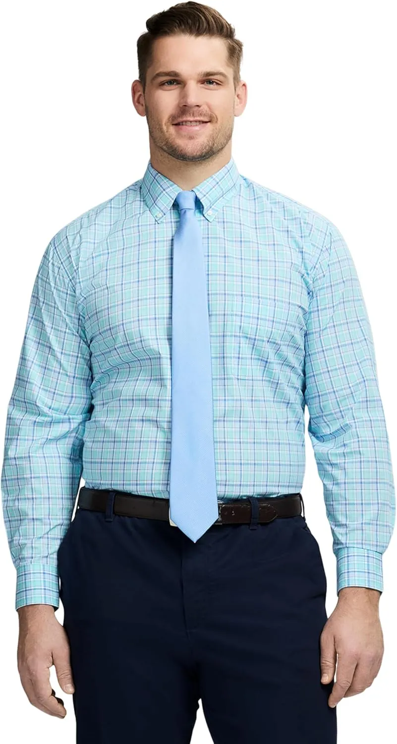 IZOD Men's Big and Tall Dress Shirt Long Sleeve Wrinkle Free Stretch Button Down Collar