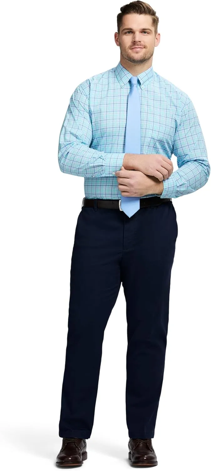 IZOD Men's Big and Tall Dress Shirt Long Sleeve Wrinkle Free Stretch Button Down Collar