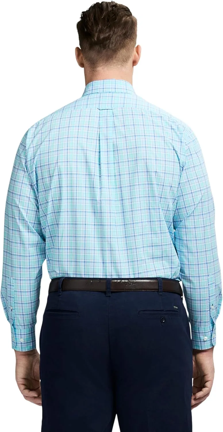 IZOD Men's Big and Tall Dress Shirt Long Sleeve Wrinkle Free Stretch Button Down Collar