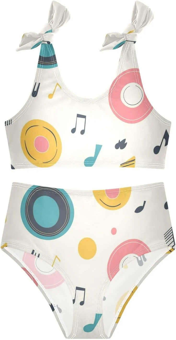 KLL Classic Reggae Color Music Girls' Two Piecing Bikini Set Beach Bathing Suit Swimming Suits Adjustable Shoulder Strap