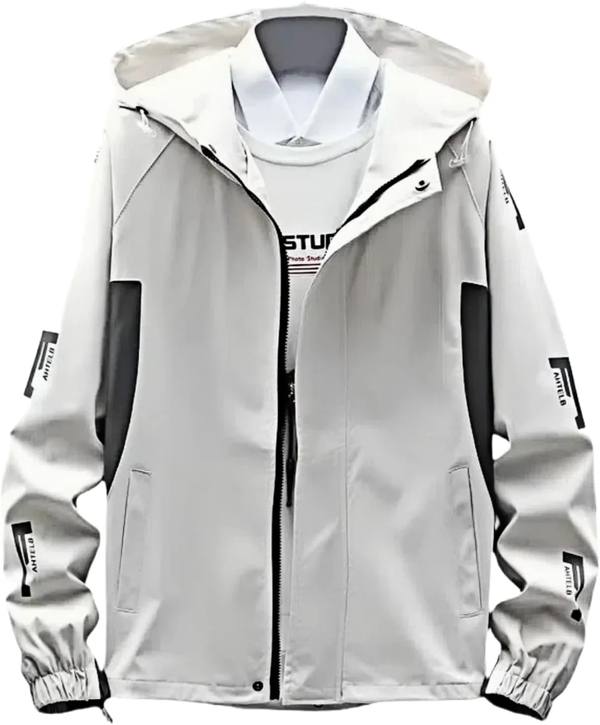 Lightweight Men's Jacket with Hood for Outdoor, Travel, Hiking, Windbreaker, Versatile, Stylish Design