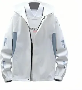 Lightweight Men's Jacket with Hood for Outdoor, Travel, Hiking, Windbreaker, Versatile, Stylish Design