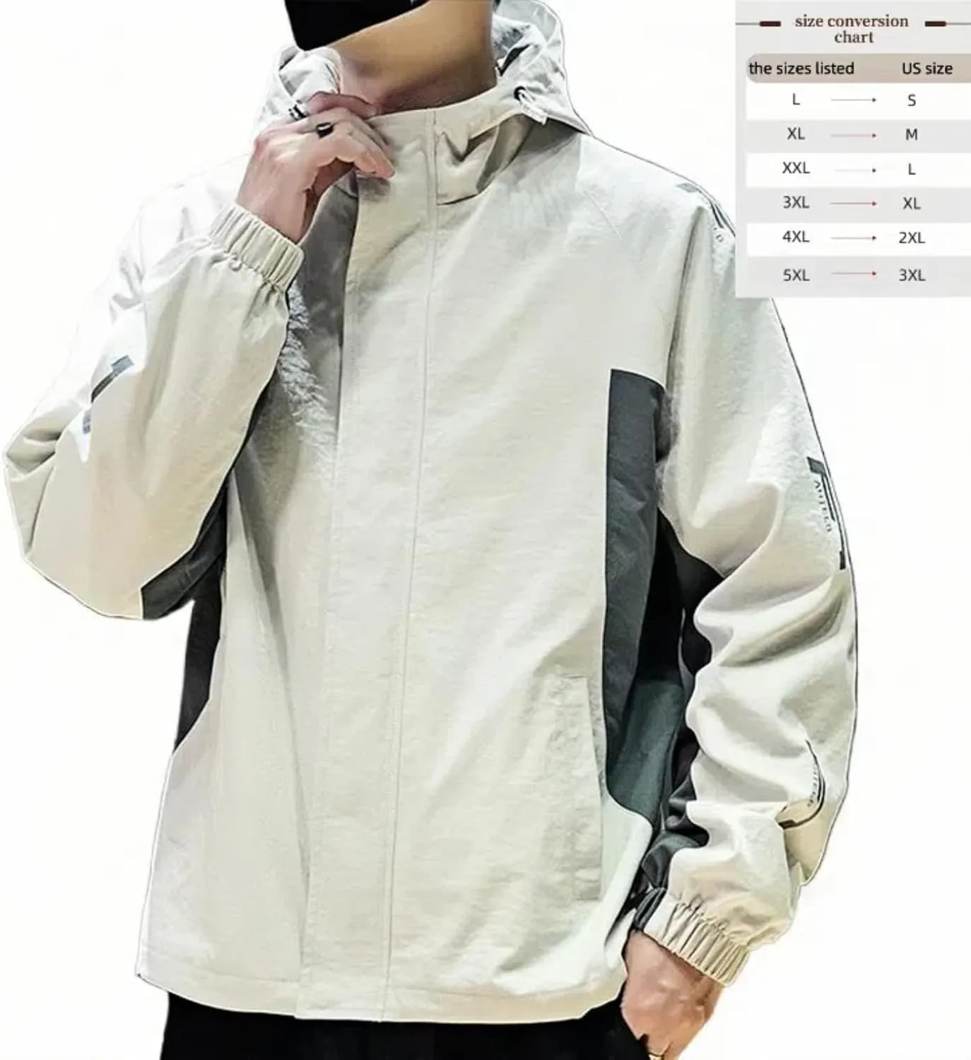 Lightweight Men's Jacket with Hood for Outdoor, Travel, Hiking, Windbreaker, Versatile, Stylish Design