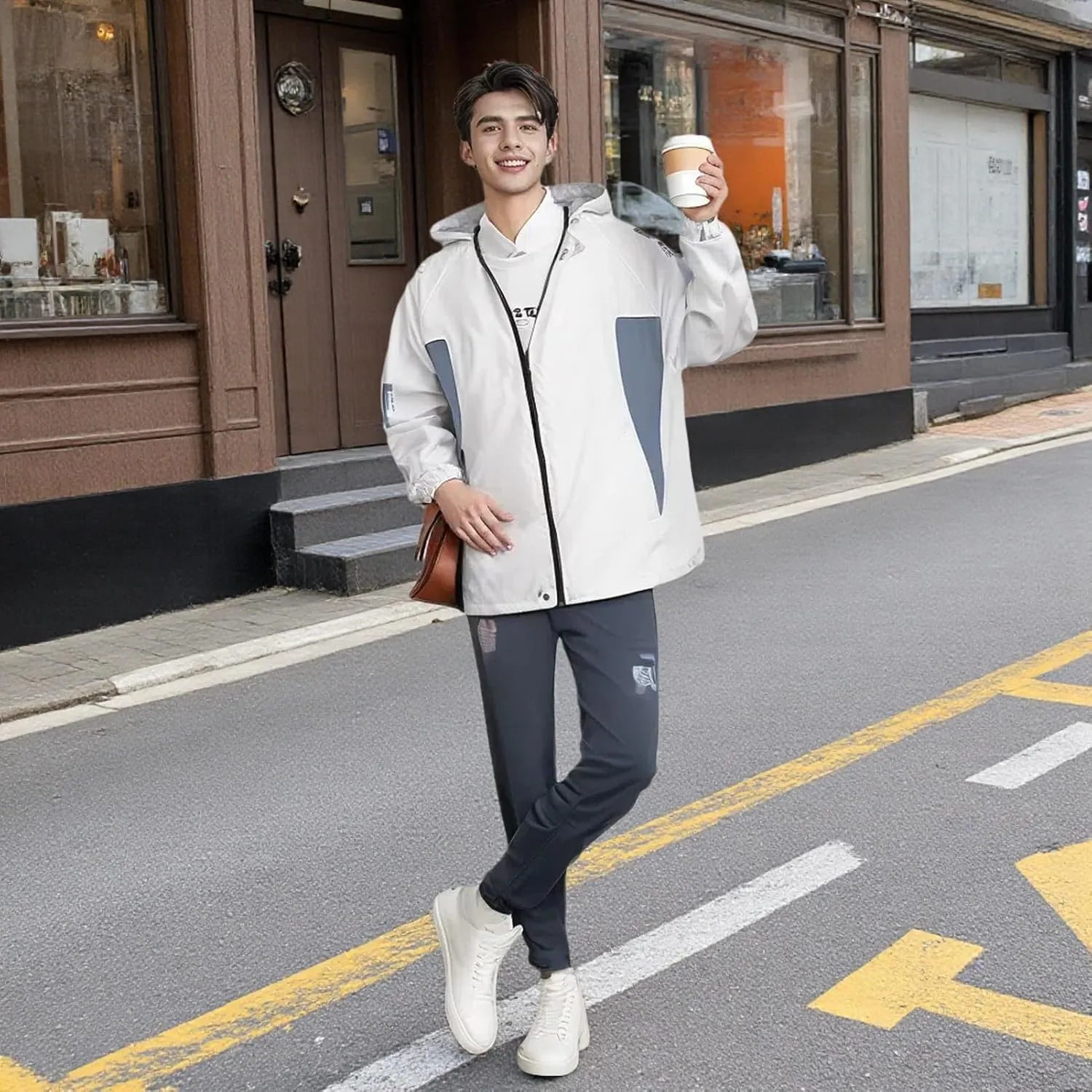 Lightweight Men's Jacket with Hood for Outdoor, Travel, Hiking, Windbreaker, Versatile, Stylish Design