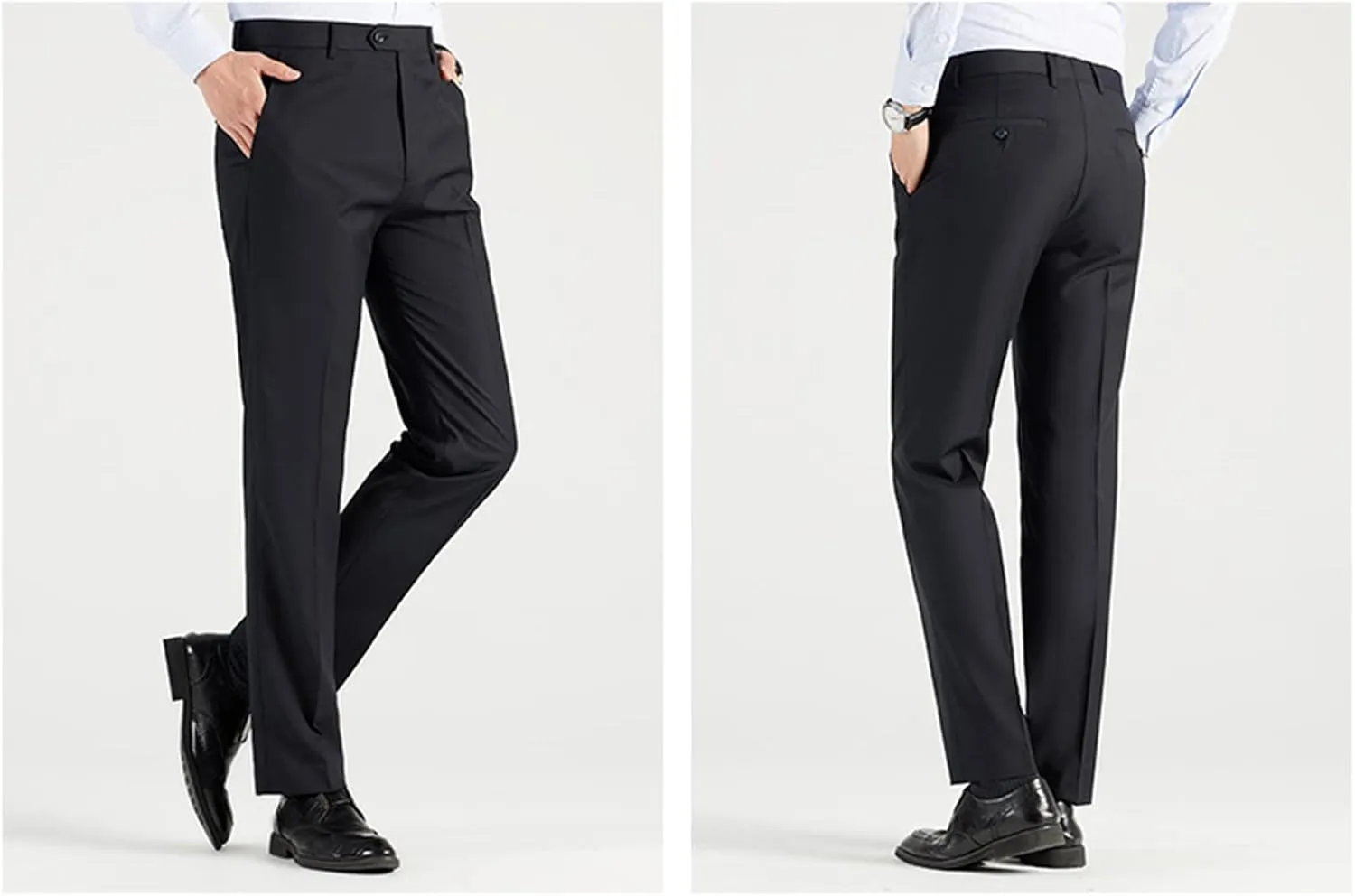 Men Solid Slim Fit Dress Pant Classic Straight Leg Casual Suit Pant Lightweight Business Party Comfort Trousers
