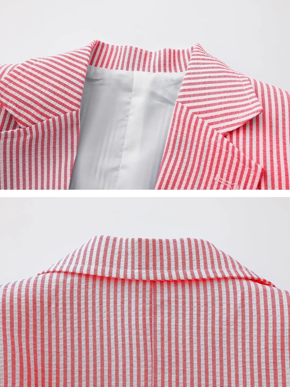 Men's Seersucker Blazer Slim Fit Lightweight Striped Suit Jacket Casual Summer Sport Coat Beach Wedding Prom