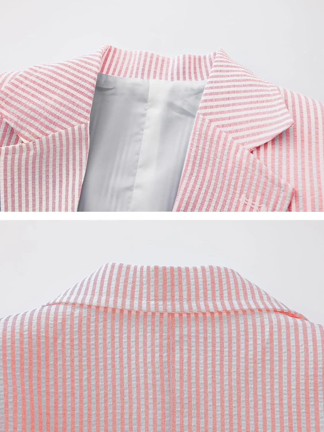 Men's Seersucker Blazer Slim Fit Lightweight Striped Suit Jacket Casual Summer Sport Coat Beach Wedding Prom