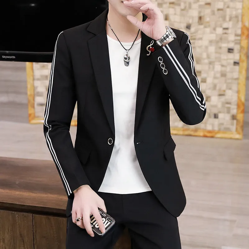 Men’s Slim Fit Korean Style Suit – Modern White Blazer and Pants Set