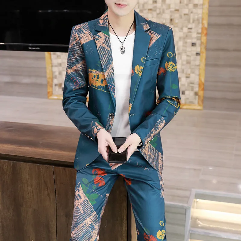 Men’s Slim Fit Korean Style Suit – Modern White Blazer and Pants Set