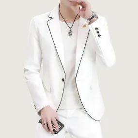 Men’s Slim Fit Korean Style Suit – Modern White Blazer and Pants Set