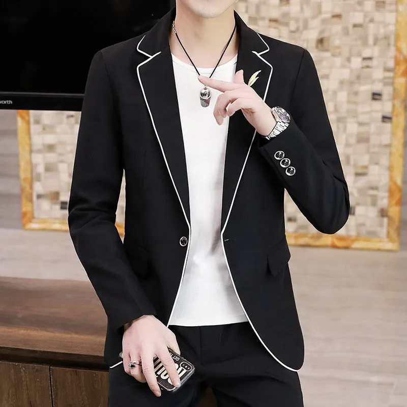 Men’s Slim Fit Korean Style Suit – Modern White Blazer and Pants Set