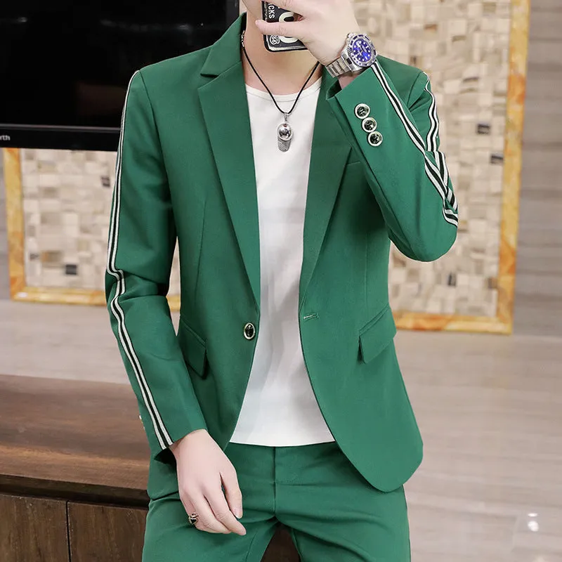 Men’s Slim Fit Korean Style Suit – Modern White Blazer and Pants Set
