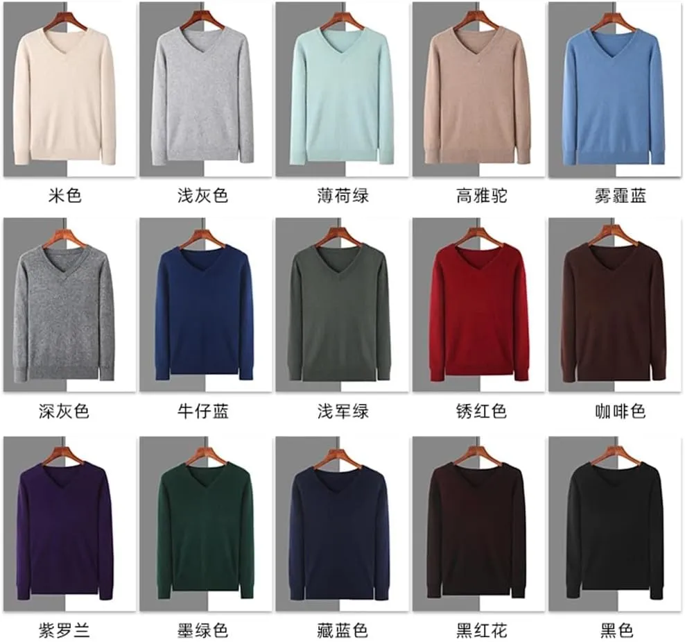 Men's V-Neck Lightweight Casual Minimalist Base Sweater Solid Color Casual Slim Fit Warm Sweater