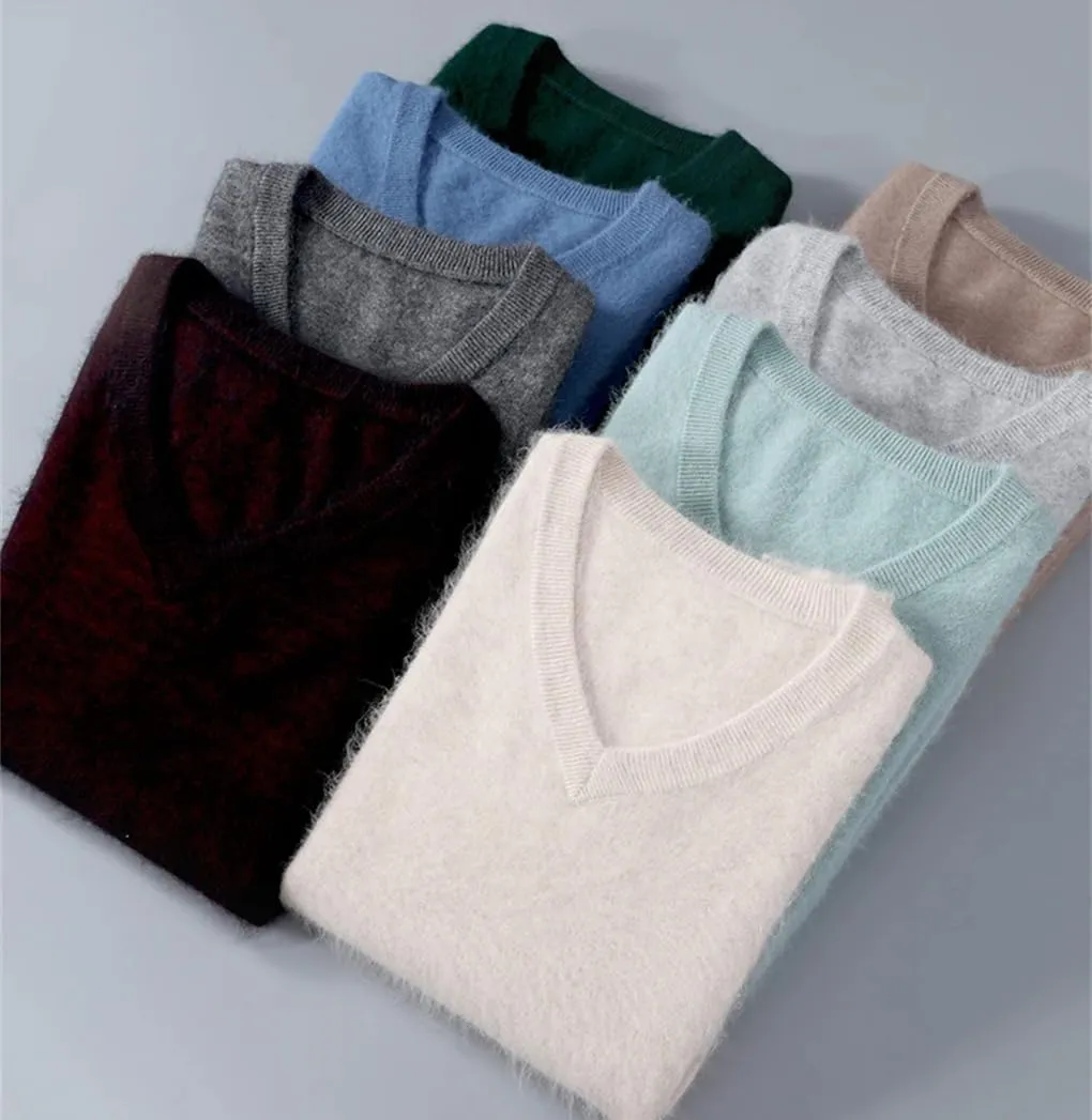 Men's V-Neck Lightweight Casual Minimalist Base Sweater Solid Color Casual Slim Fit Warm Sweater