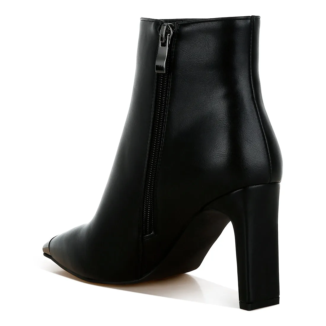 Metallic Cap Toe Faux Leather Boots