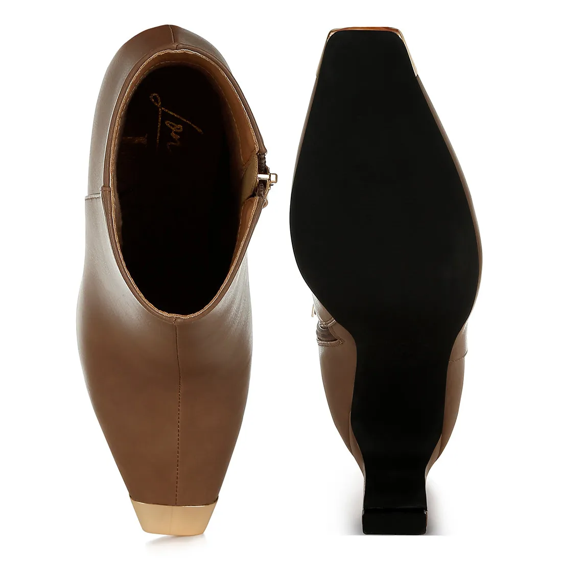 Metallic Cap Toe Faux Leather Boots