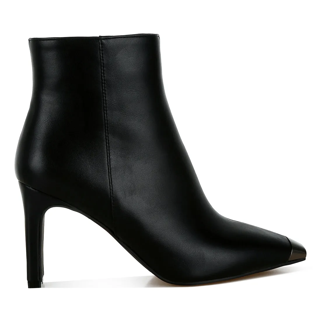 Metallic Cap Toe Faux Leather Boots